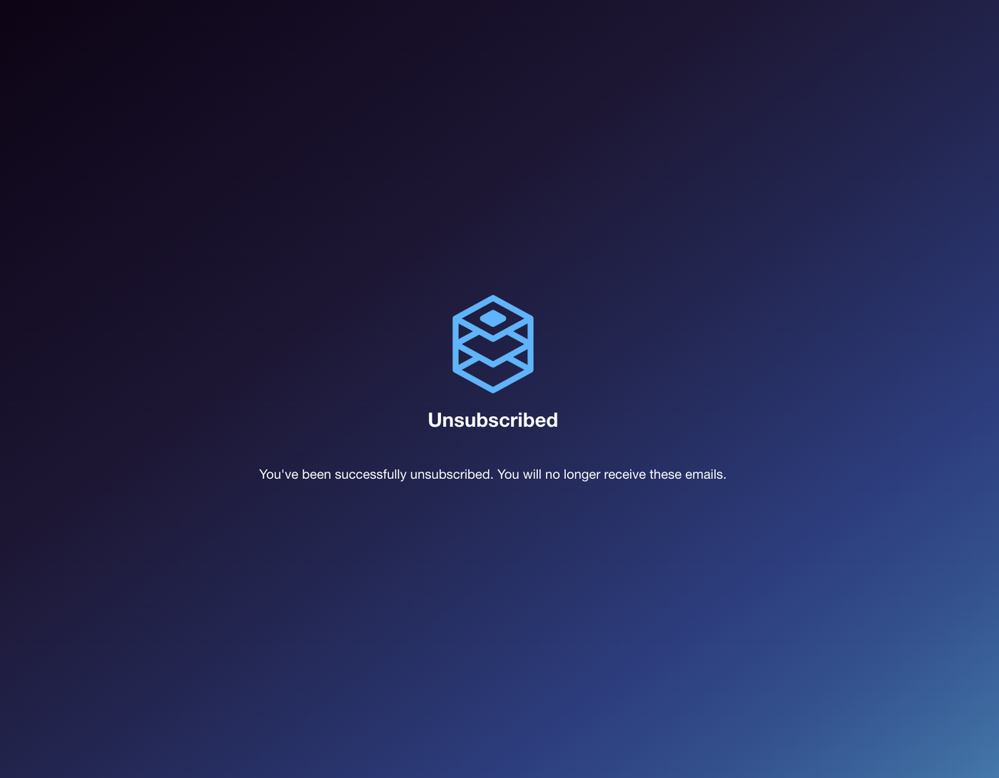 A branded unsubscribe confirmation page showing the organisation logo